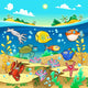 Family of Funny Fish in the Sea Wall Mural