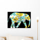 Cartoon elephant with flowers. Wall Decal