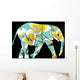 Cartoon elephant with flowers. Wall Decal