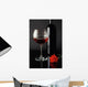 wine glass, bottle and red rose Wall Mural