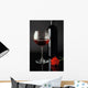 wine glass, bottle and red rose Wall Mural