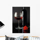 wine glass, bottle and red rose Wall Mural
