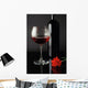 wine glass, bottle and red rose Wall Mural