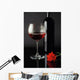 wine glass, bottle and red rose Wall Mural