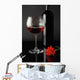 wine glass, bottle and red rose Wall Mural
