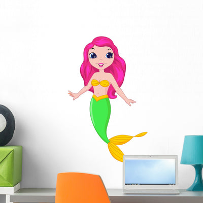 Beautiful Mermaid Cartoon shown on a wall