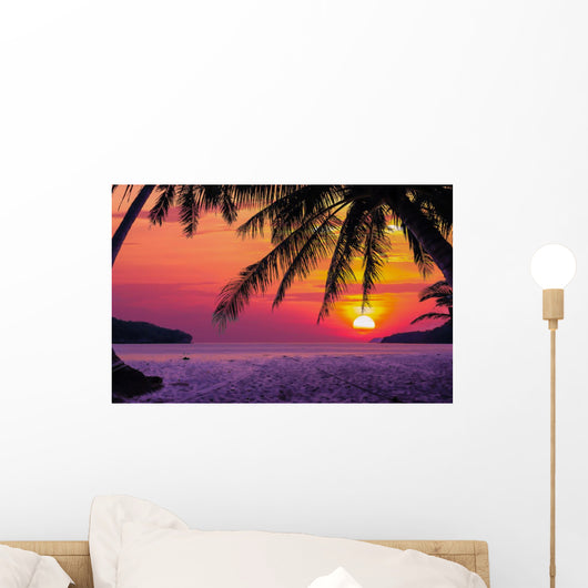 Silhouetted of Coconut Tree Wall Mural