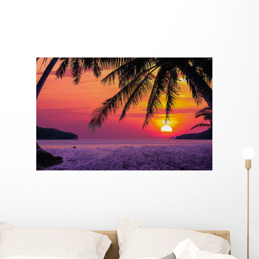 Silhouetted of Coconut Tree Wall Mural