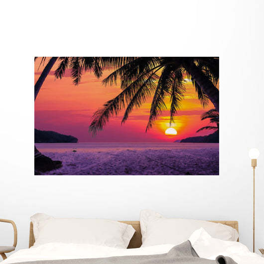 Silhouetted of Coconut Tree Wall Mural