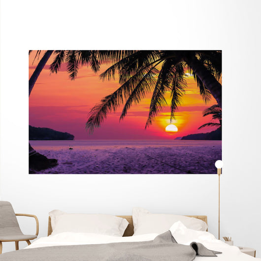 Silhouetted of Coconut Tree Wall Mural