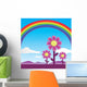 rainbow and cosmos flowers under the blue sky vector Wall Mural