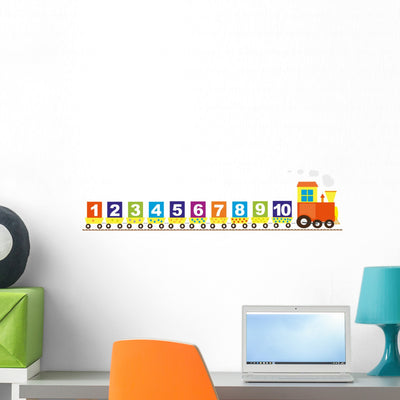 Train with Numbers and shown on a wall