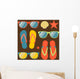 flip flops and sunglasses Wall Mural