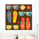 flip flops and sunglasses Wall Mural
