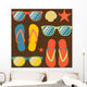 flip flops and sunglasses Wall Mural