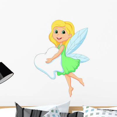 Cute Tooth Fairy Wall Decal shown on a wall
