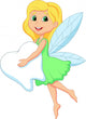 Illustration of a Cute Tooth Fairy Flying with Tooth Wall Decal