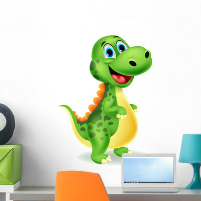Cute Dinosaur Cartoon shown on a wall