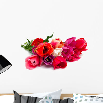Bunch Red and Pink Wall Decal shown on a wall