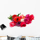 bunch of red and pink tulips over white Wall Decal
