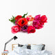 bunch of red and pink tulips over white Wall Decal