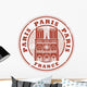 Stamp with the name of Paris, France written inside the stamp Wall Decal