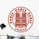 Stamp with the name of Paris, France written inside the stamp Wall Decal