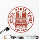 Stamp with the name of Paris, France written inside the stamp Wall Decal