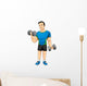 Cartoon illustration of a man exercising with dumbbells Wall Decal