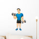 Cartoon illustration of a man exercising with dumbbells Wall Decal