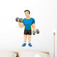 Cartoon illustration of a man exercising with dumbbells Wall Decal