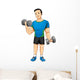 Cartoon illustration of a man exercising with dumbbells Wall Decal