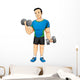 Cartoon illustration of a man exercising with dumbbells Wall Decal