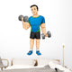Cartoon illustration of a man exercising with dumbbells Wall Decal