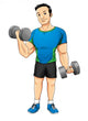 Cartoon illustration of a man exercising with dumbbells Wall Decal