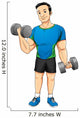 Cartoon illustration of a man exercising with dumbbells Wall Decal