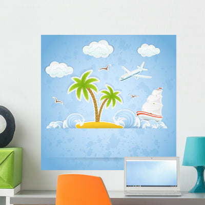 Island Blue shown on a wall