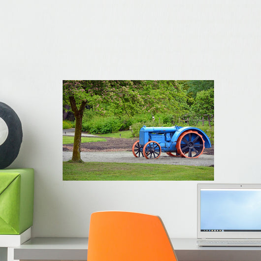 Blue and Orange Tractor Wall Mural