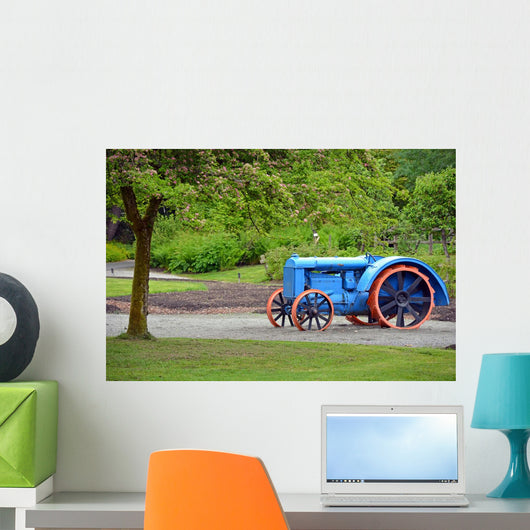 Blue and Orange Tractor Wall Mural