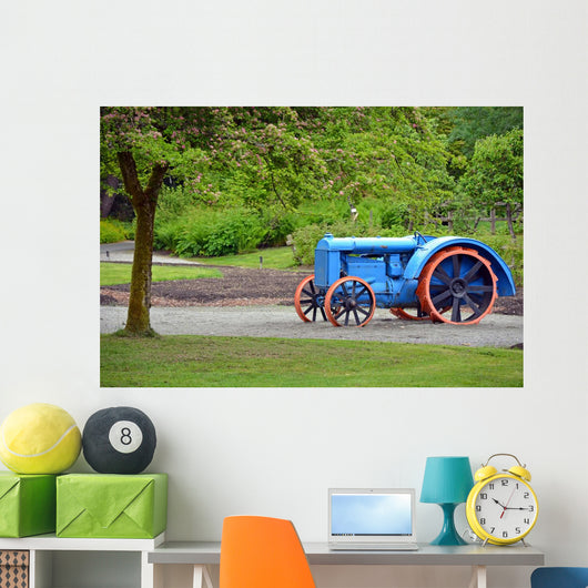Blue and Orange Tractor Wall Mural