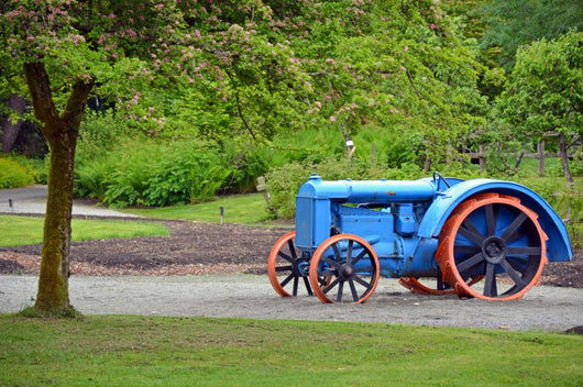 Blue and Orange Tractor Wall Mural