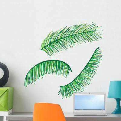 Set Highly Detailed Palm Wall Mural shown on a wall