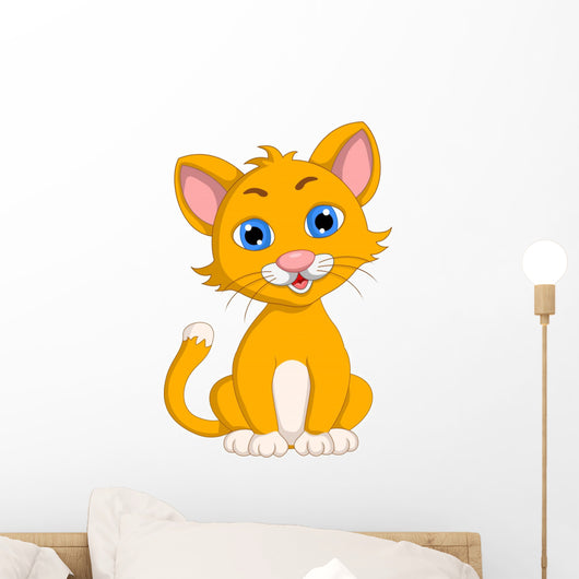 cute cat cartoon expression Wall Decal