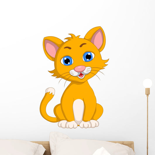 cute cat cartoon expression Wall Decal