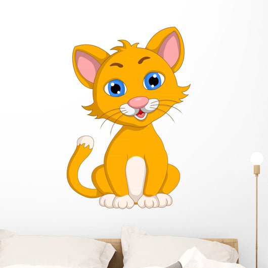 cute cat cartoon expression Wall Decal
