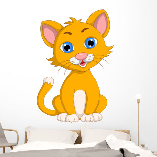 cute cat cartoon expression Wall Decal