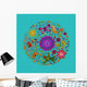 Illustration with butterfly and flowers Wall Mural