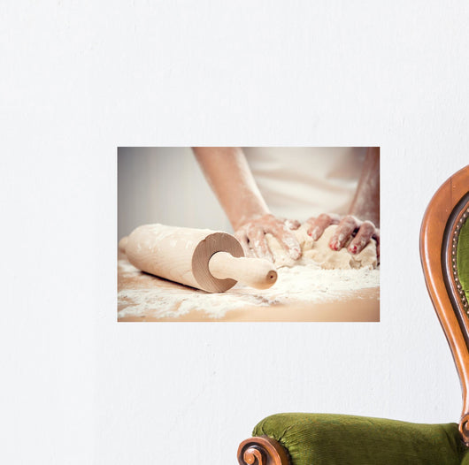 Woman Kneading Dough Close-up