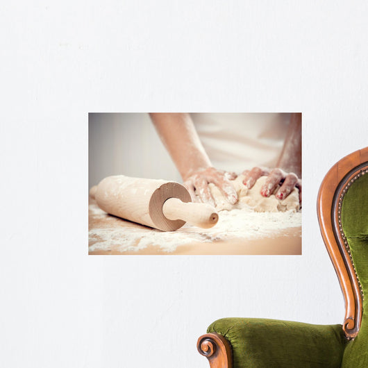 Woman Kneading Dough Close-up