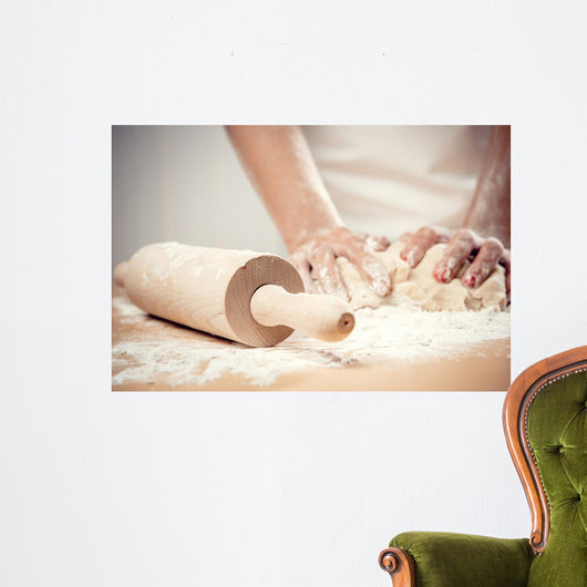 Woman Kneading Dough Close-up